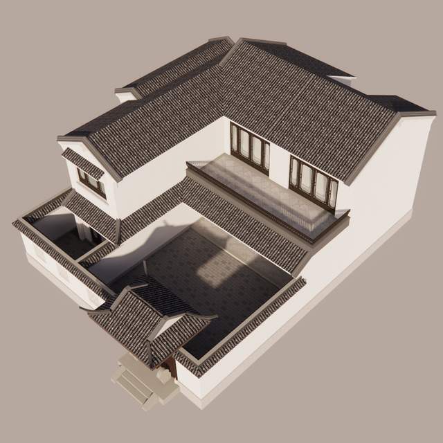 大面宽长进深l型格局的中式合院三代同堂家庭的理想居所