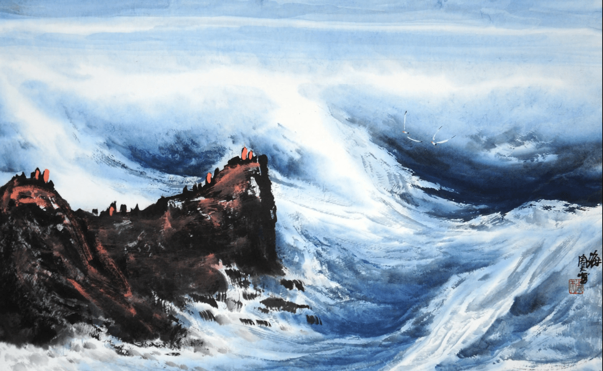 得益于多年的海军经历,周智慧有着与其他画家截然不同的画风,其作品也