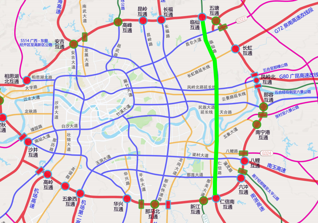 南宁市四环一级公路图图片