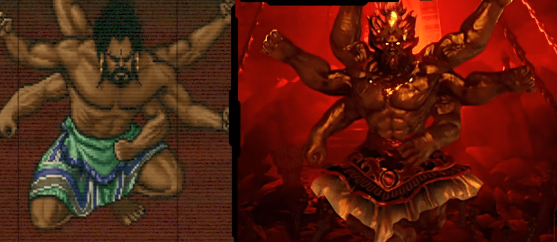 指女娲族救护世人,祈祷苍生太平;战斗场景,玩家将遇见老对手镇狱明王