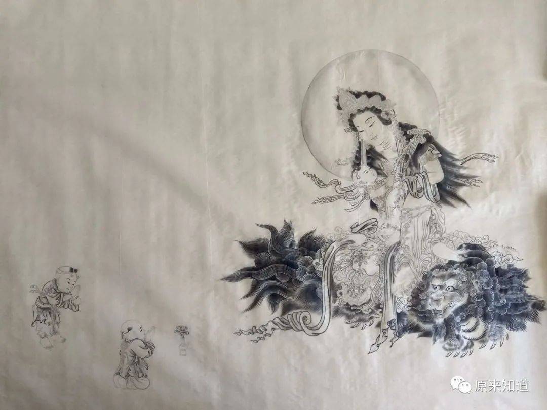 知道书画丨郑小语佛画 《童子拜观音》
