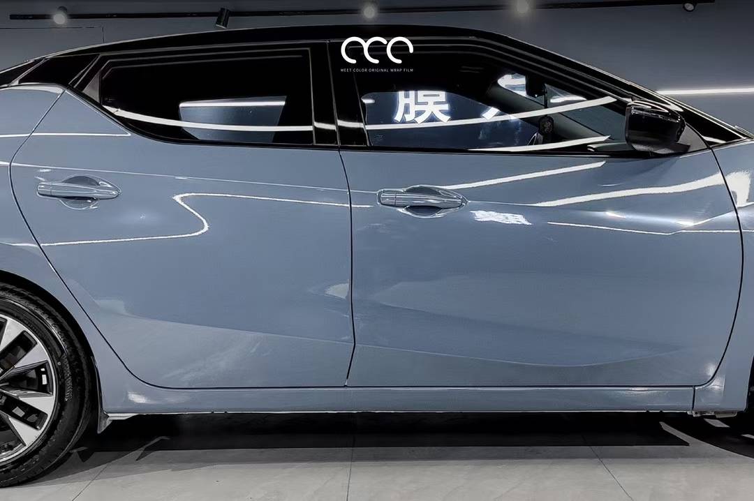 日产蓝鸟漫彩改色膜亮水泥灰,一款偏蓝灰调的颜色_天津_全国_水泥