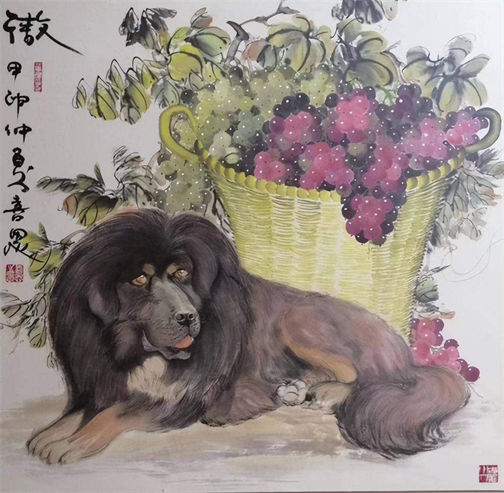 画家齐喜恩国画狗作品赏析