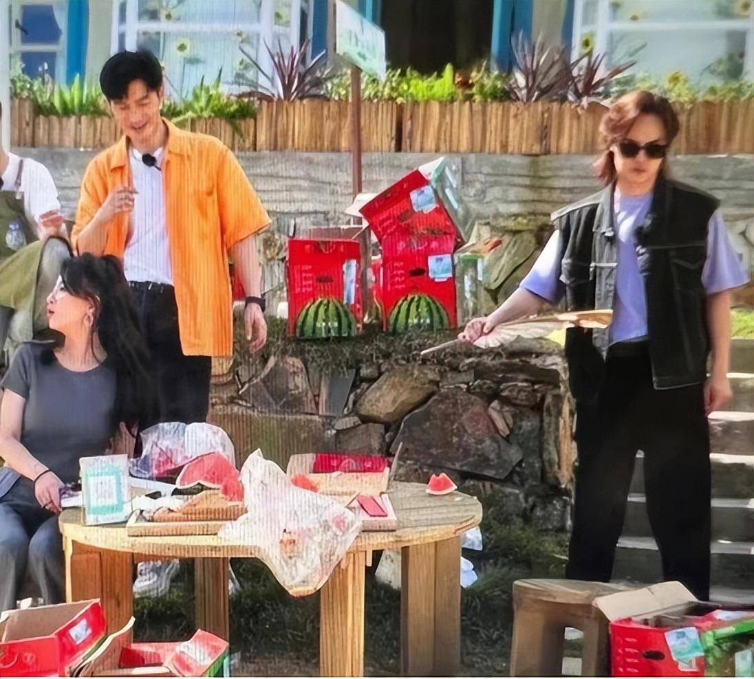 那英顶着烈日卖西瓜,头戴草帽似农村妇女
