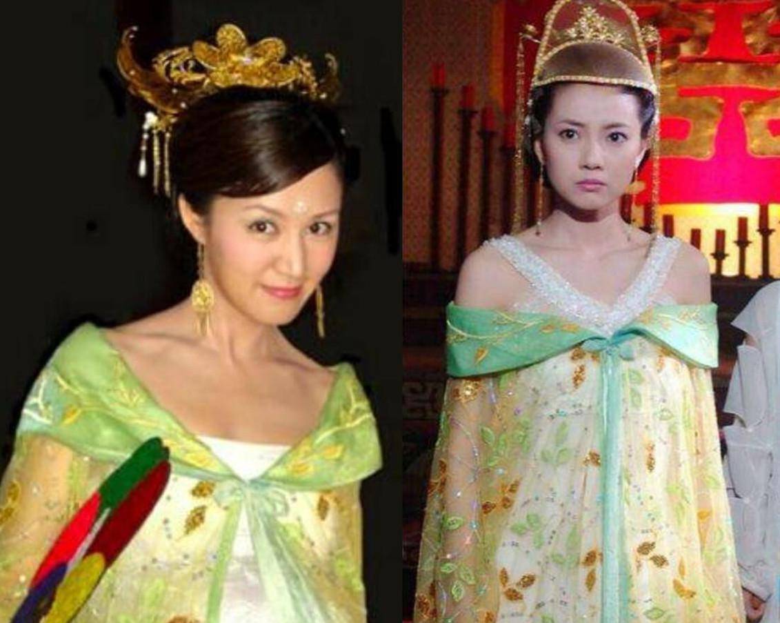 安宁公主内搭白色抹胸装,若惜公主内搭的v字形吊带装,倒是有些奇特.