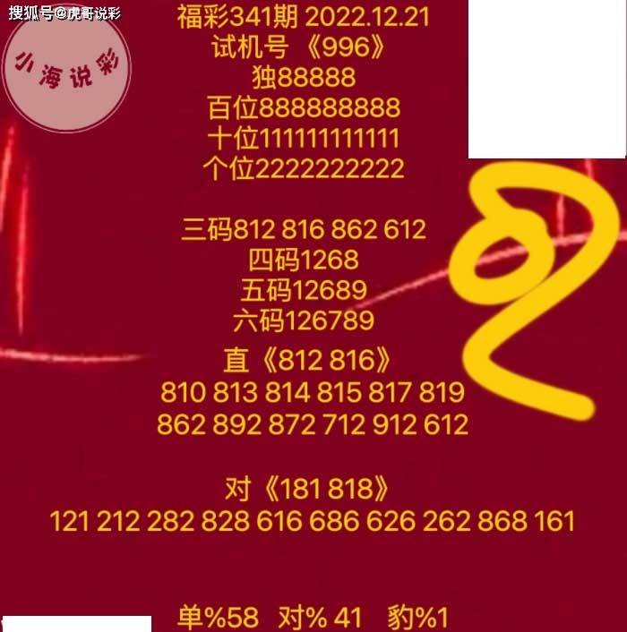 【小海说彩】341期图纸