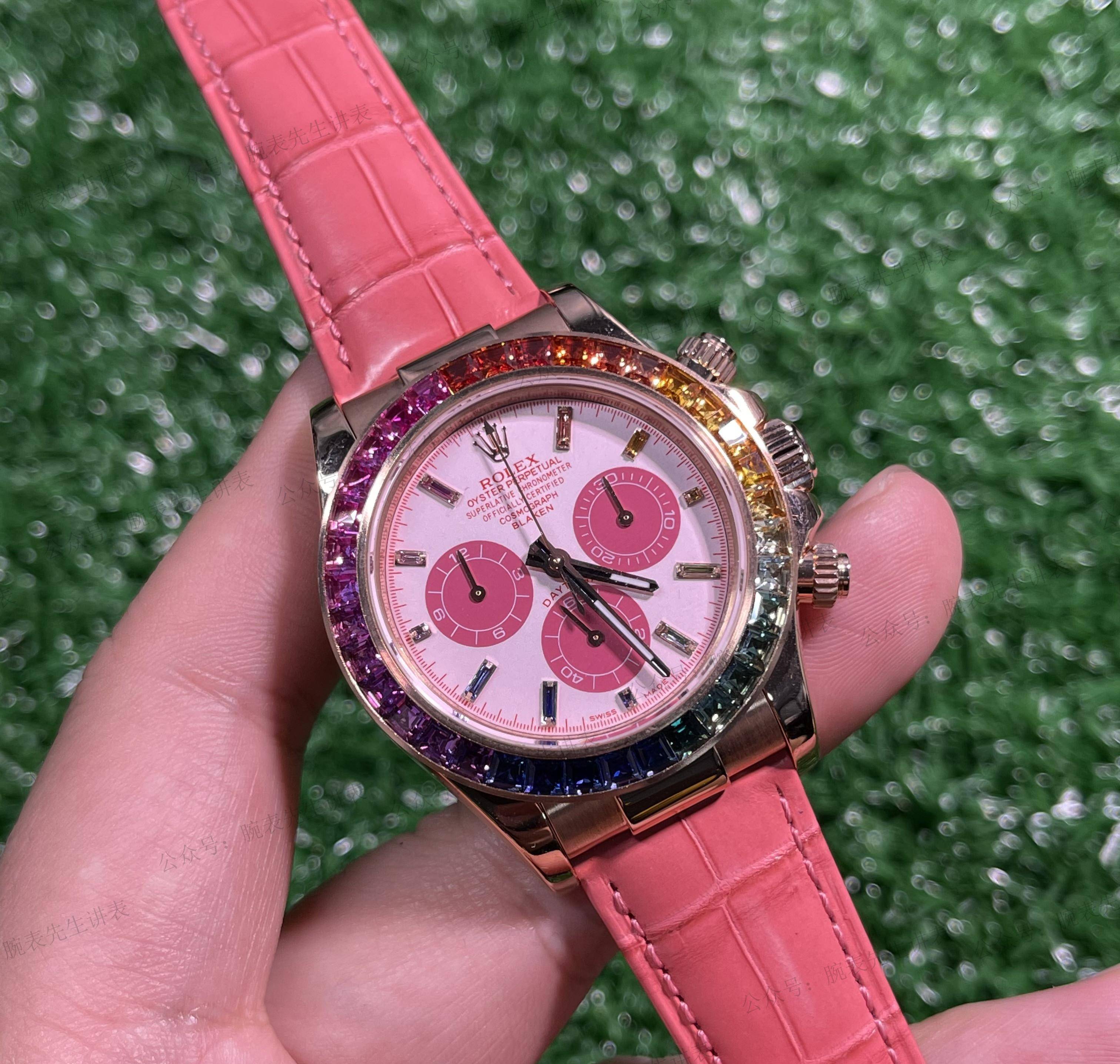 女生的少女粉,男生的猛男粉:玩转blaken劳力士粉色彩虹迪通拿_表盘