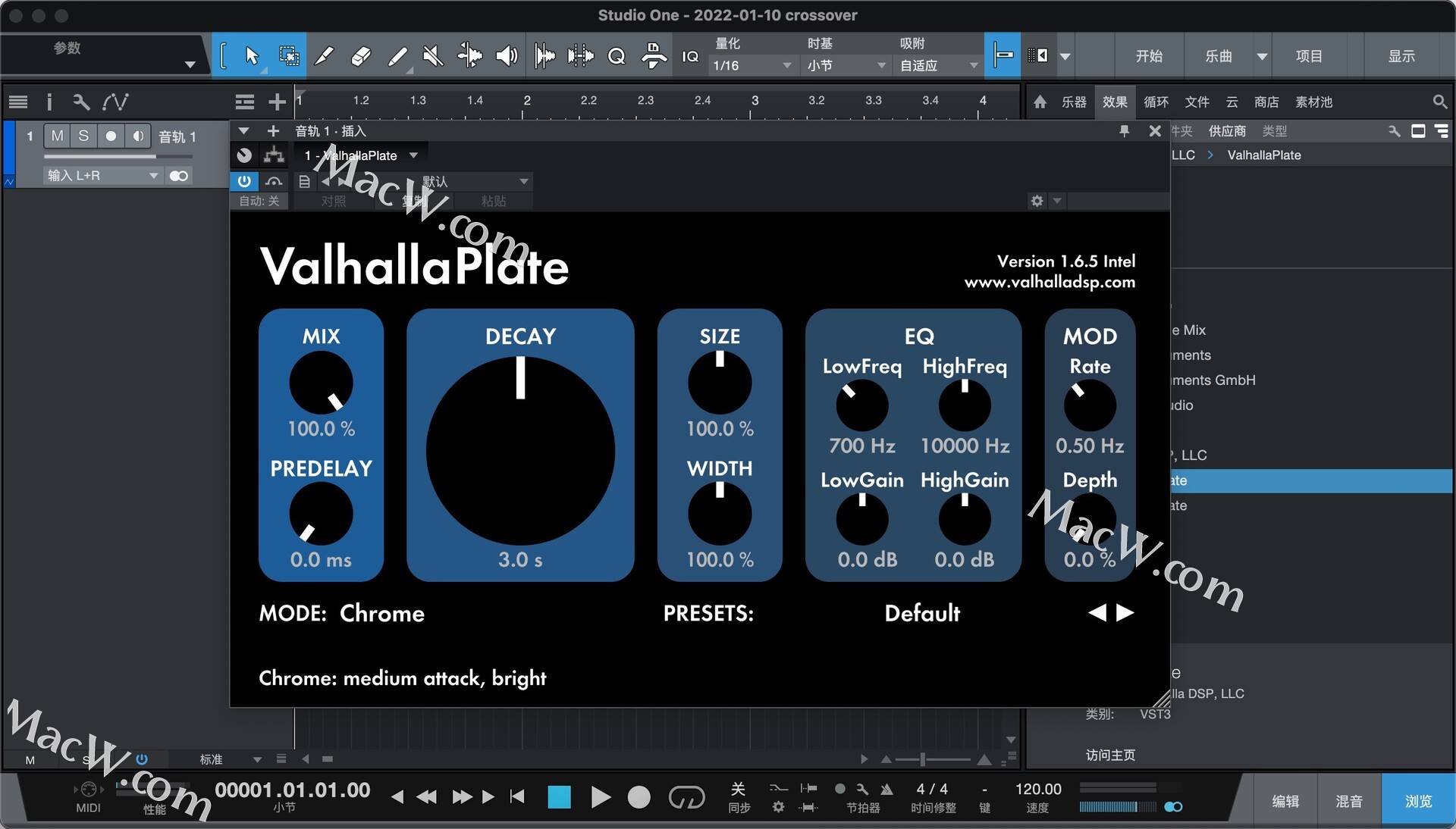 典范混响声音插件Valhalla DSP Valhalla Plate mac中文激活版