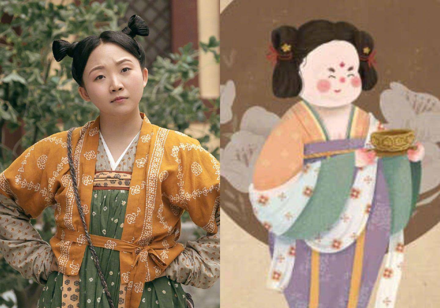 去年被撞脸,如今自侃新剧造型撞脸洛神图,辣目洋子成"撕画女"?