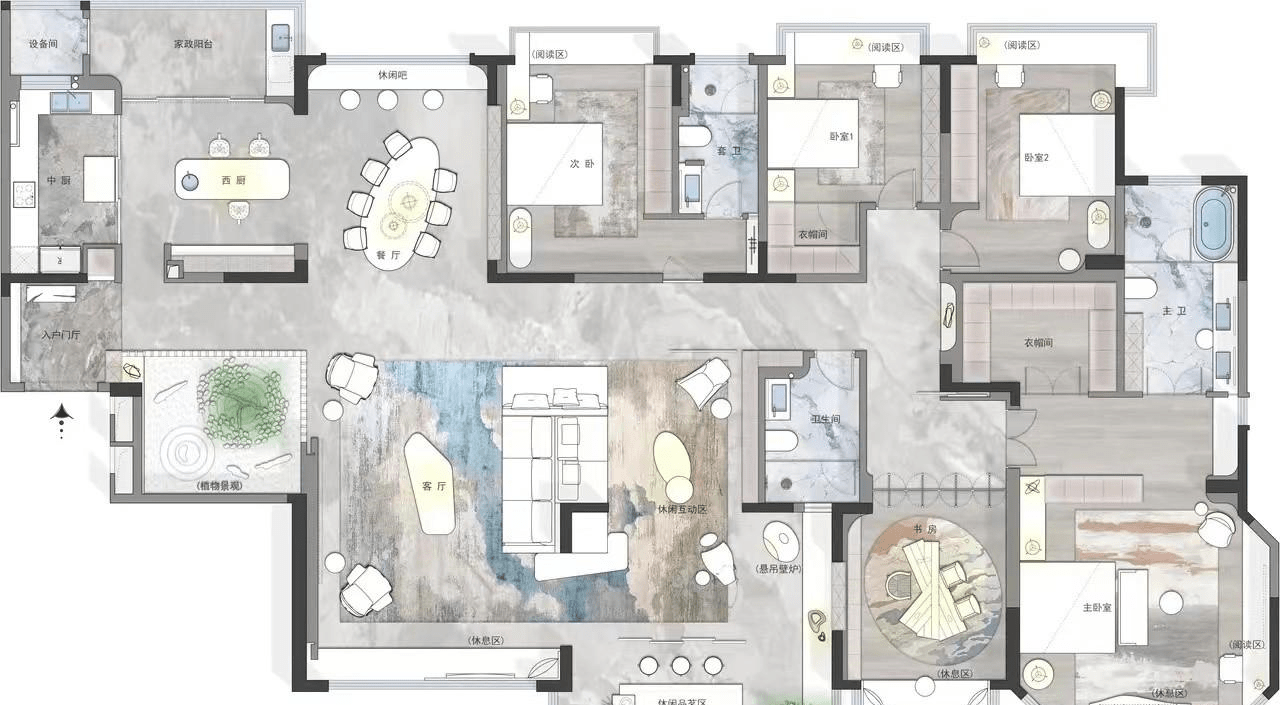 300平米仪式感满满的现代化轻奢大平层,心动的感觉!_朝南_区间_休闲