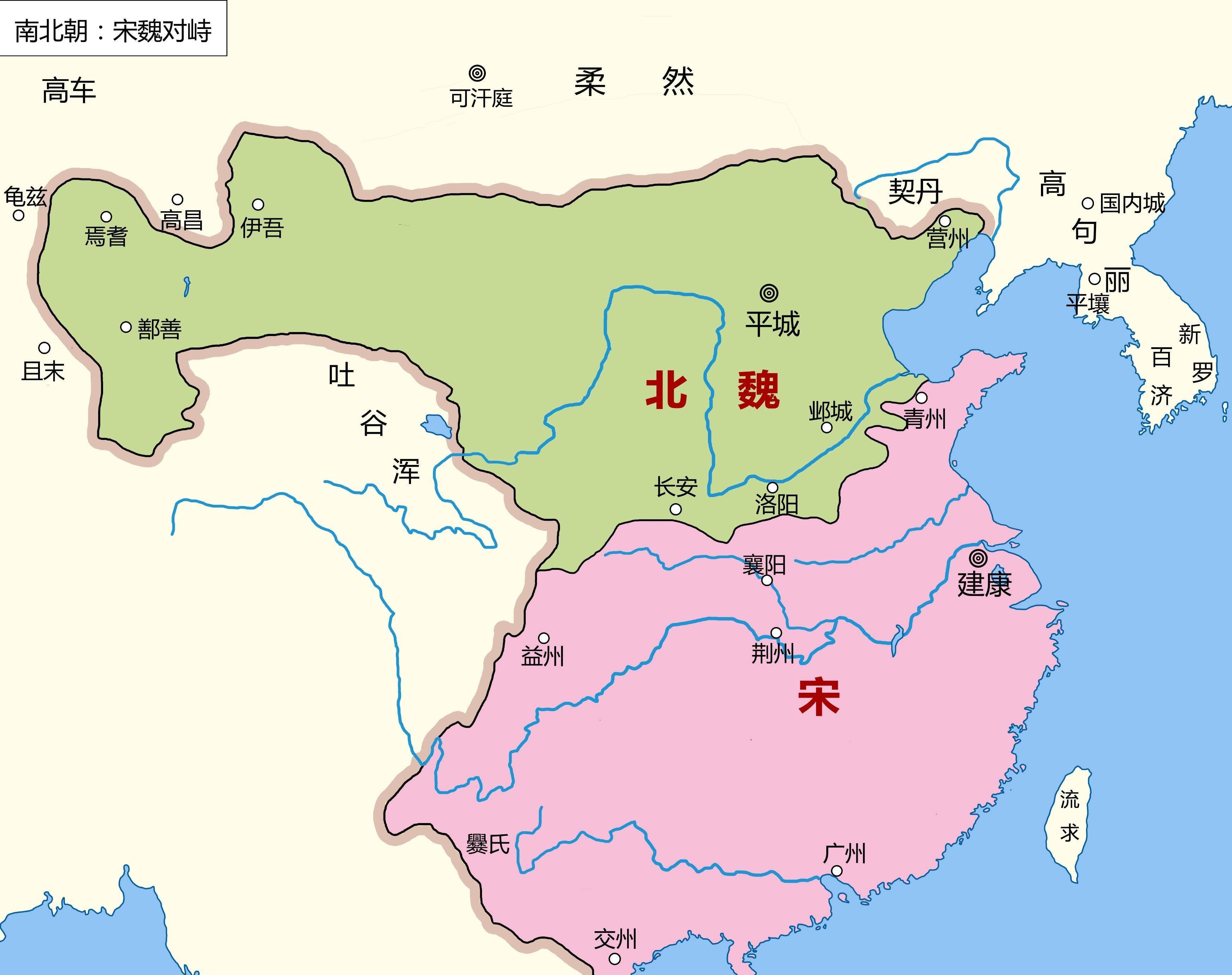 刘宋与北魏之间有过几次大规模的战争.