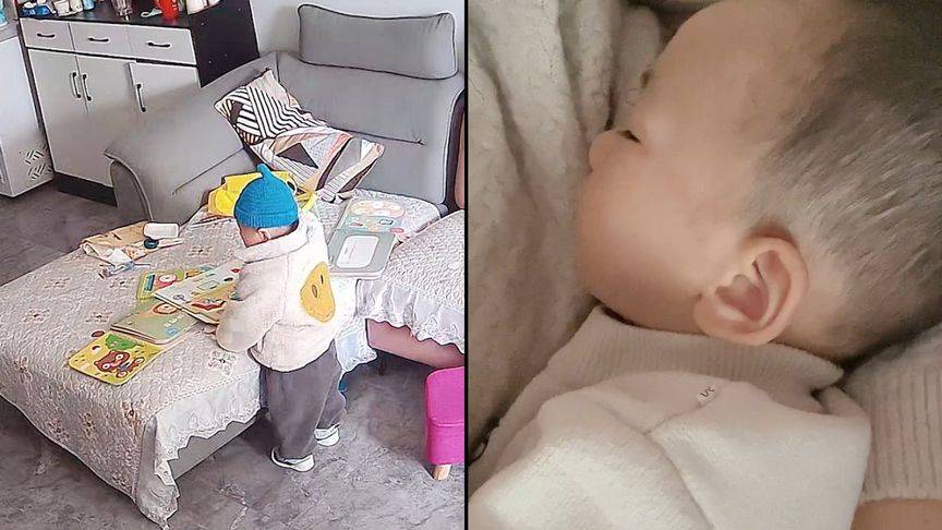 妈妈身体不适,17个月宝宝独自看近1小时书,犯困找妈搂着就睡着