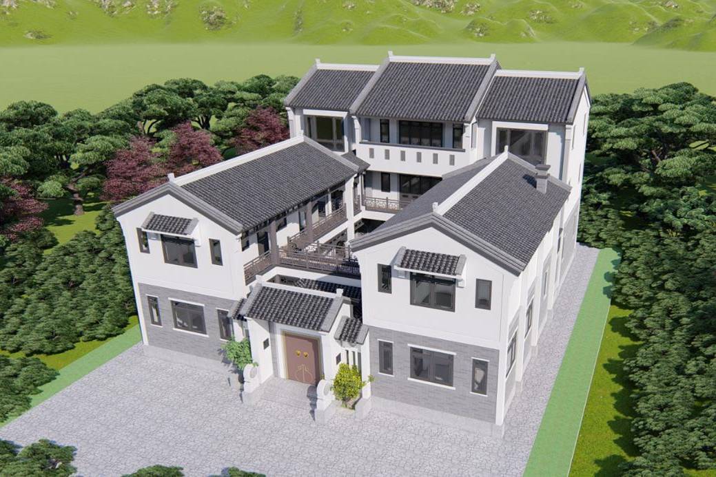 乡住免费图纸江西新余三层三合院别墅