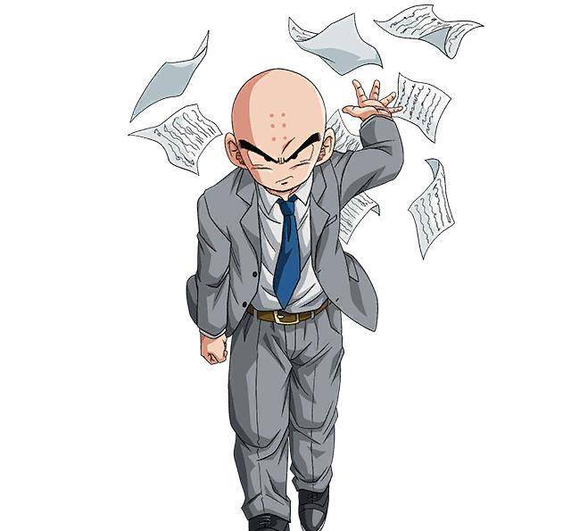 而当地球和平降临时,克林也不在穿武道服,而是穿上了西装当起了上班族