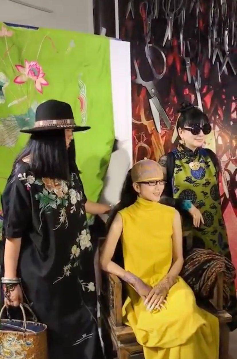 妹妹打扮富贵显壮硕,背景颜色杂乱太土气_杨丽梅_姐姐_画作