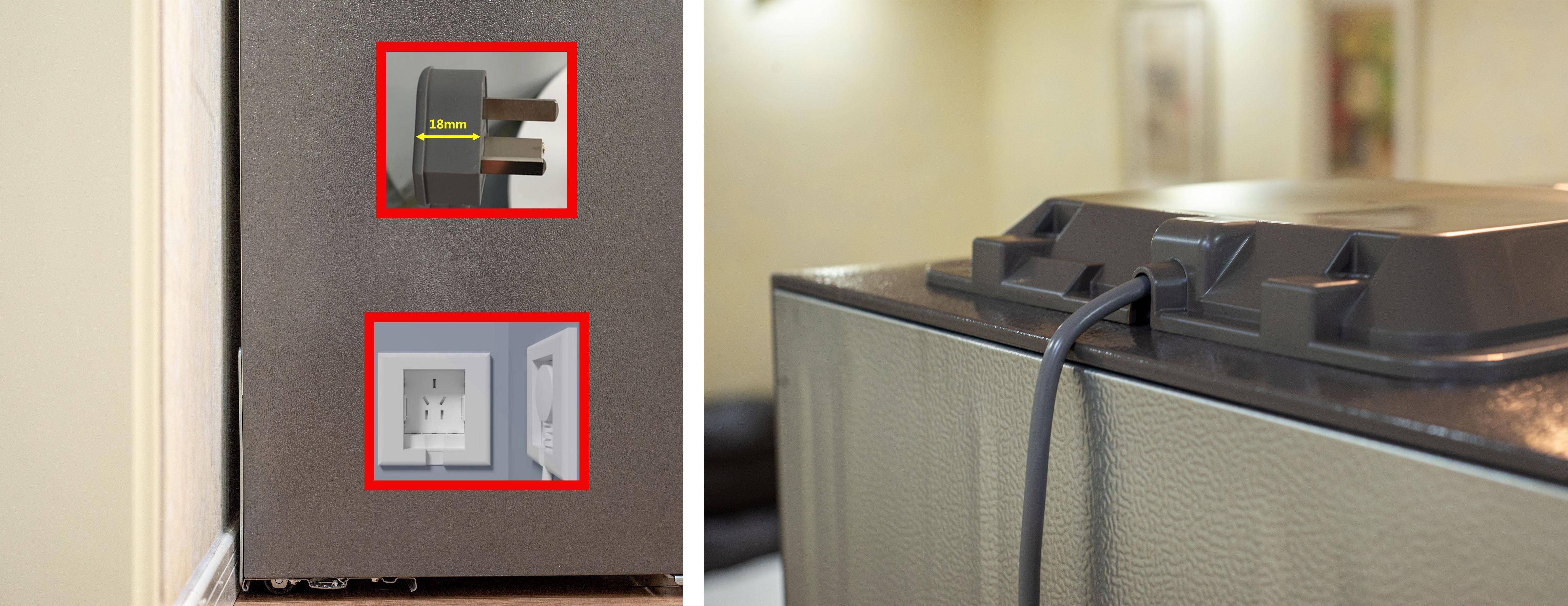 tips:如果插座是在冰箱背部也有小技巧,可以试试把插座换成嵌入式插座