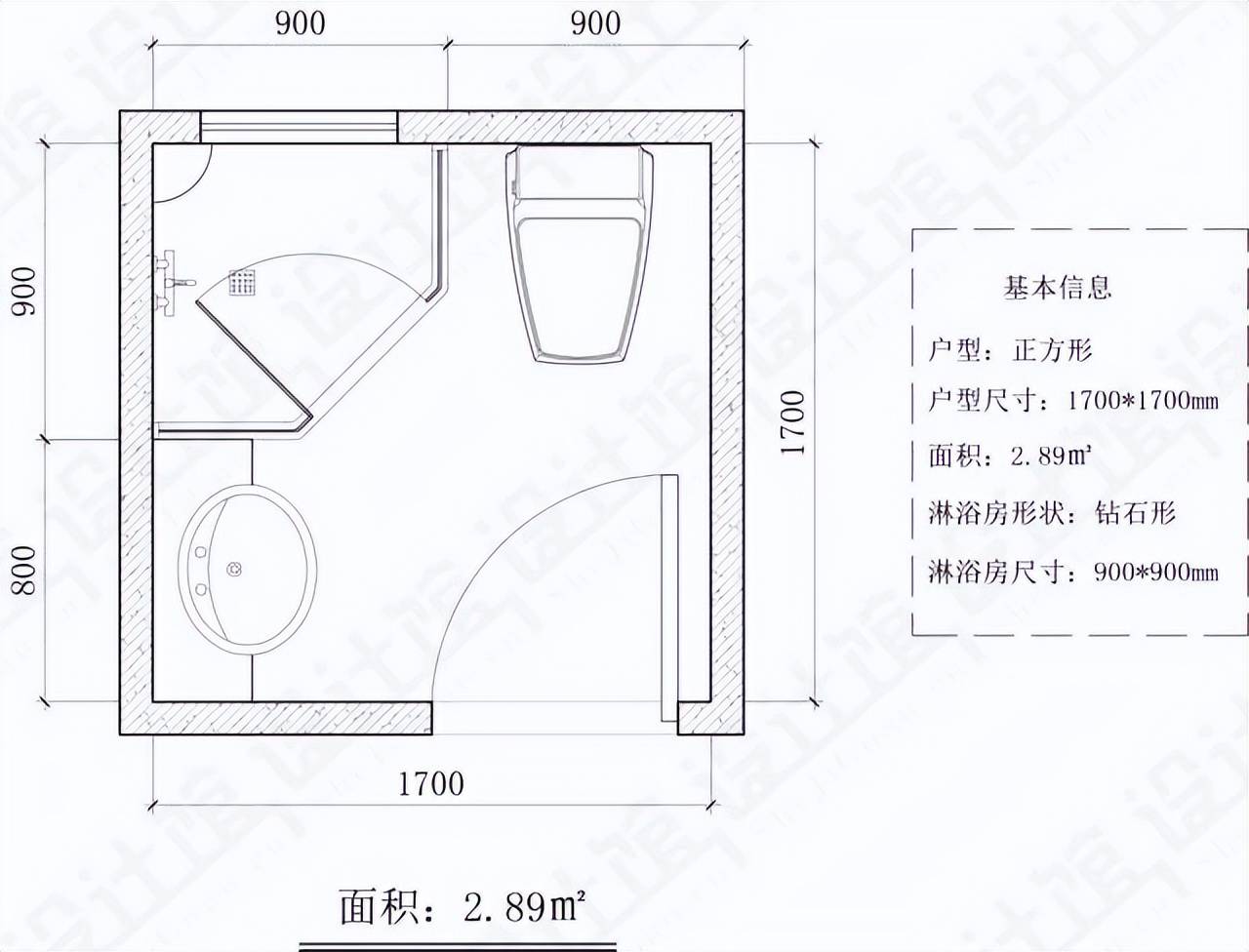 单间带卫生间户型图图片