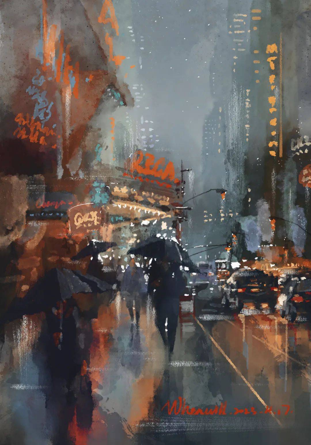 《编号230417的夜城》何文巍/24×34cm/数码绘画/2023王敬升青年艺术