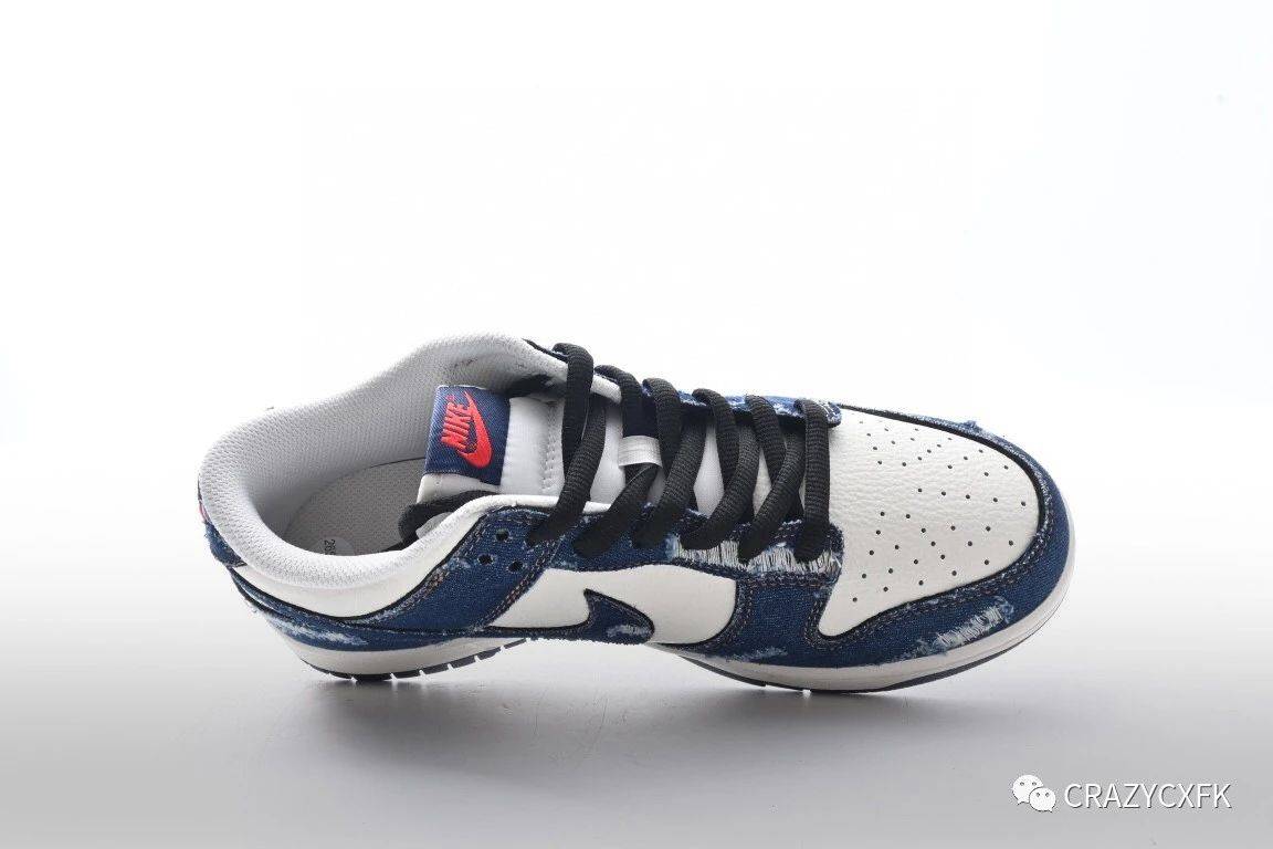 耐克联名 nike dunk low levi 李维斯牛仔布低帮运动鞋_白色_缝线