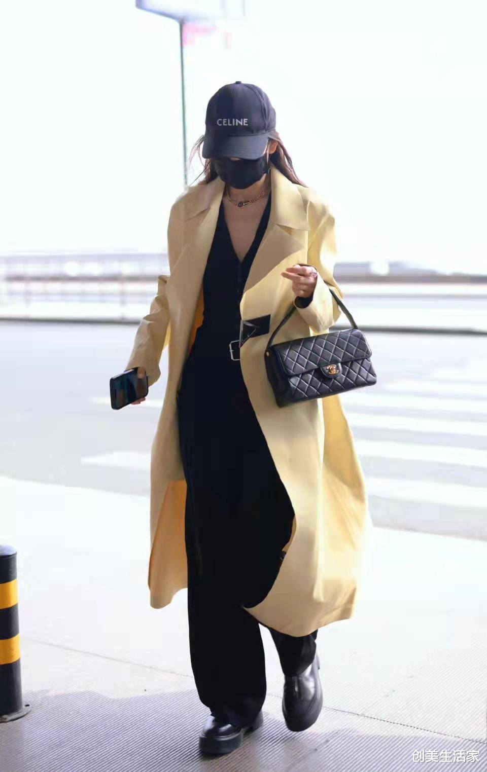 王鸥深v素色风衣修身有型优雅迷人_黑色_时尚_下半身