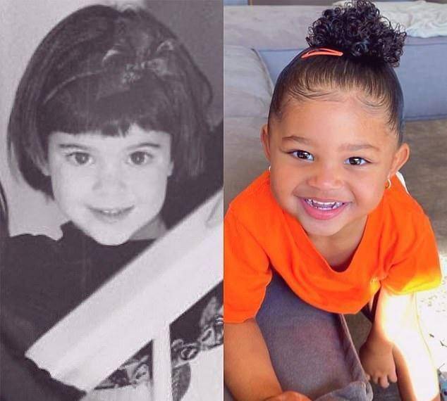 凯莉詹娜和女儿比可爱,母女笑容如双胞胎,斯托米眼神像非裔爹_金小妹