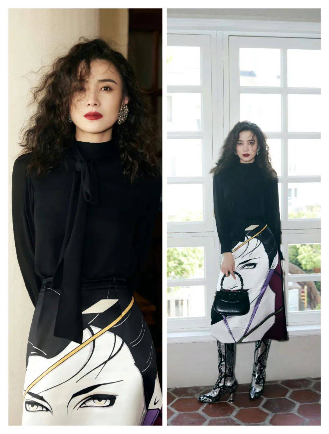 花纹裙装穿搭,江疏影,刘诗诗,姚晨,宋佳,张予曦,赵露思,活力也优雅