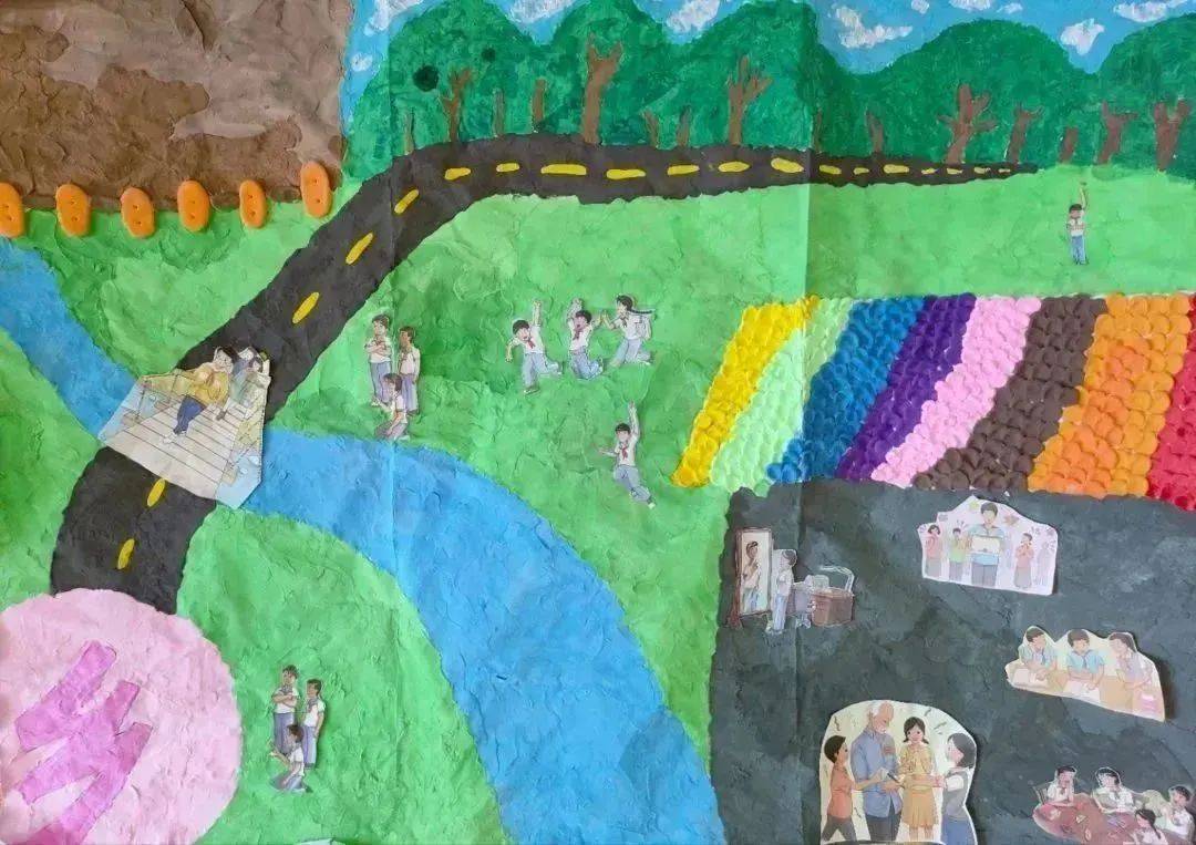 家乡美如画 感恩祖国情--额敏县第二中学"石榴花开"手工拼组画比赛