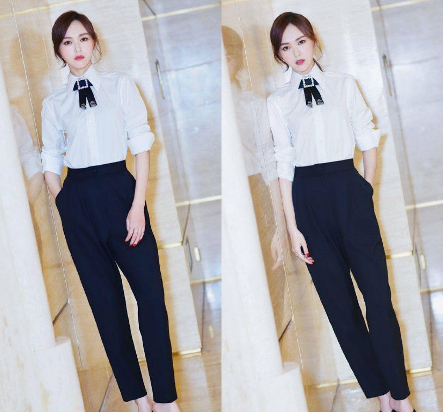 想要潮流一整夏,有白衬衫就够了_时尚_黑色_裤子