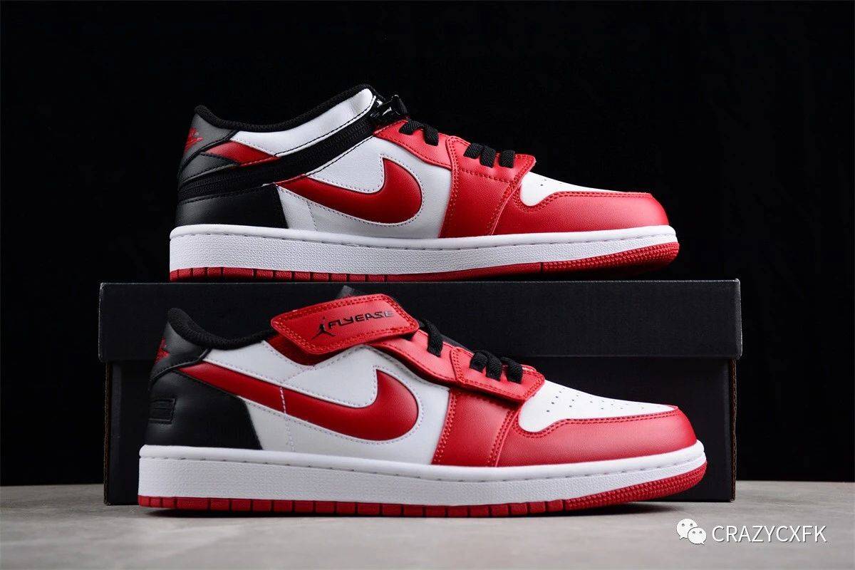 乔丹air jordan 1 low flyease gym red aj1 芝加哥红运动鞋_白红