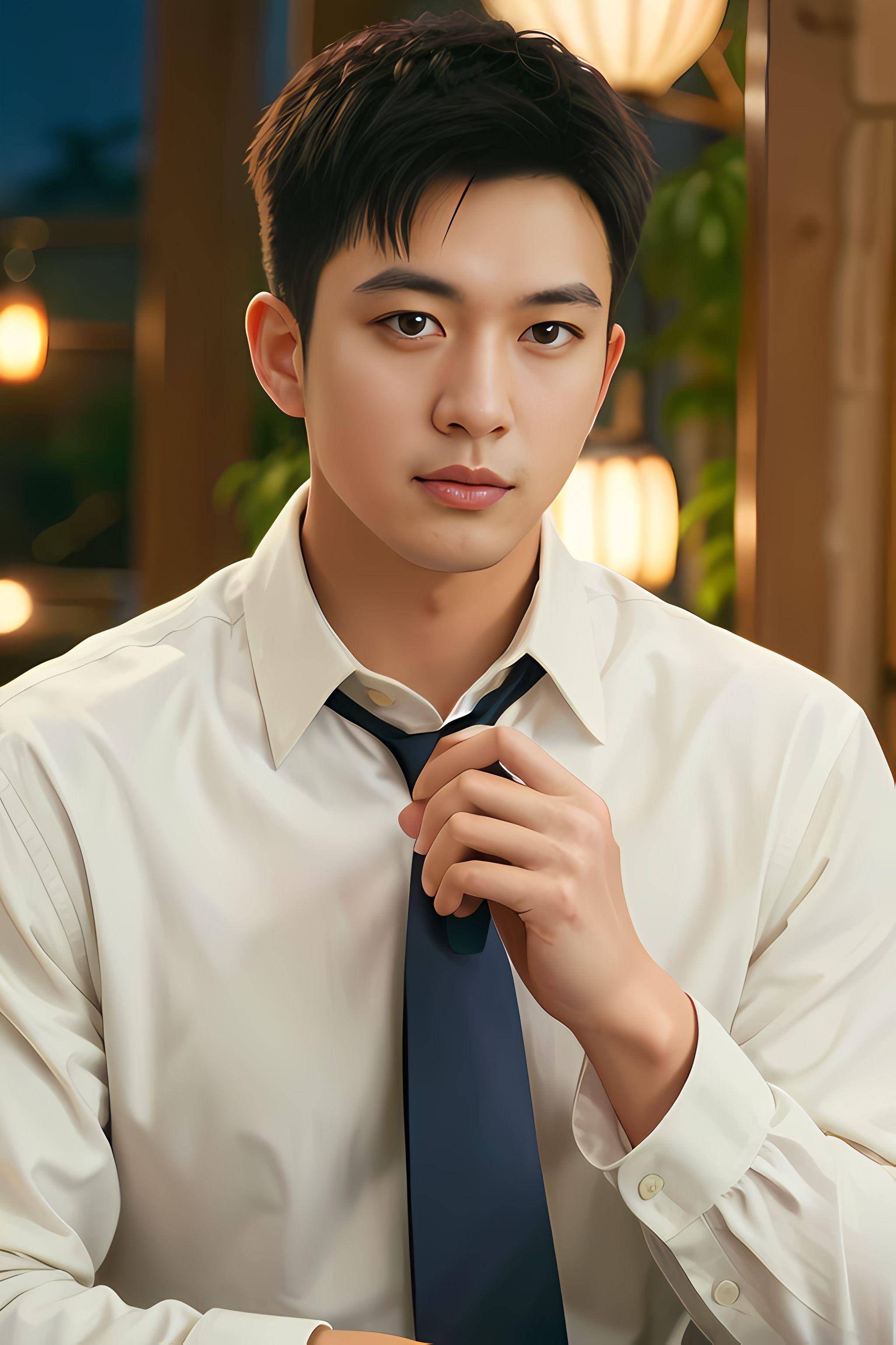 ai摄影—帅哥穿衬衫和领带的搭配,彰显白领气质和商务氛围_组合_场合