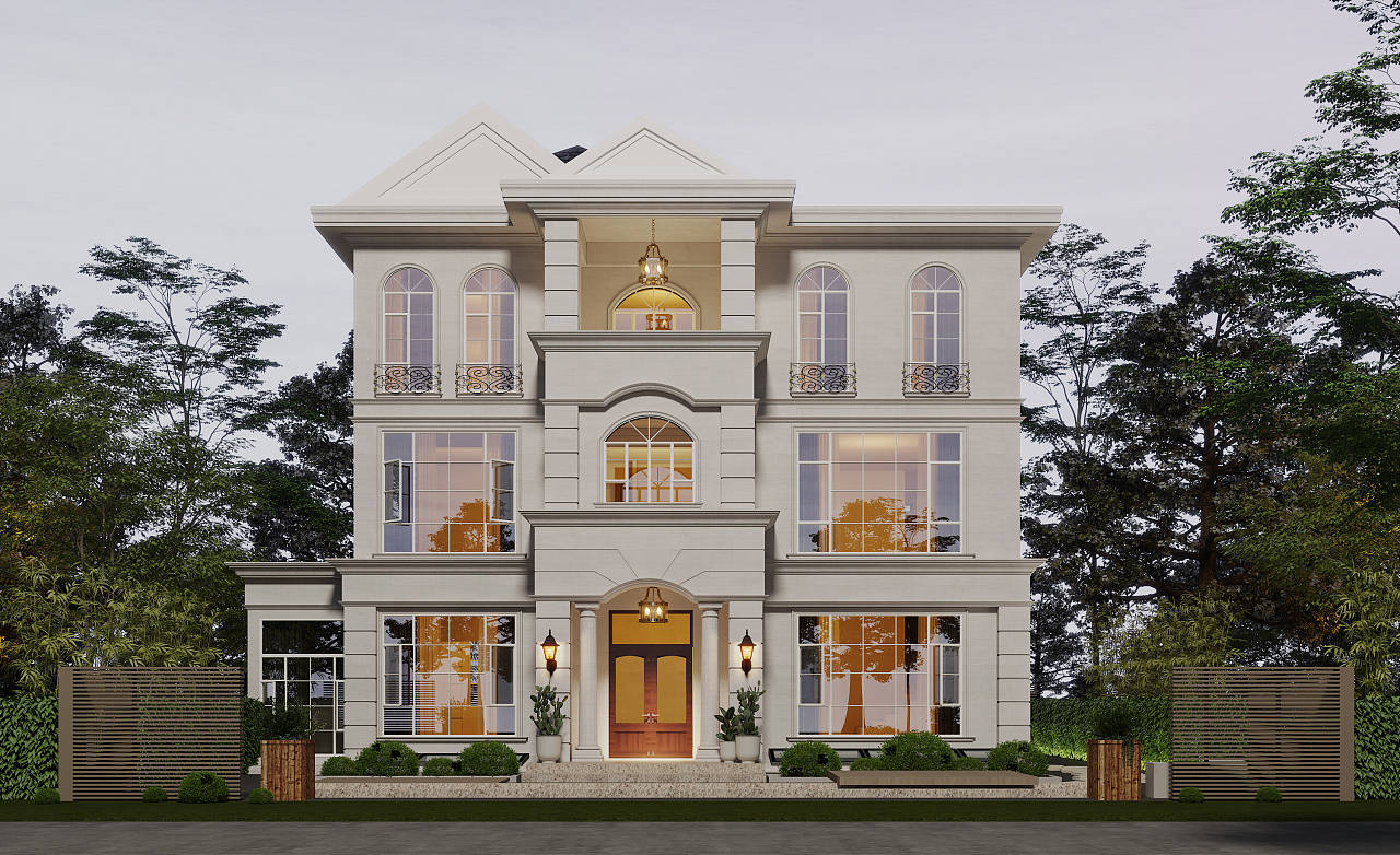 陕西西安建筑外立面设计,别墅外观设计,自建房外观设计,建筑外观设计