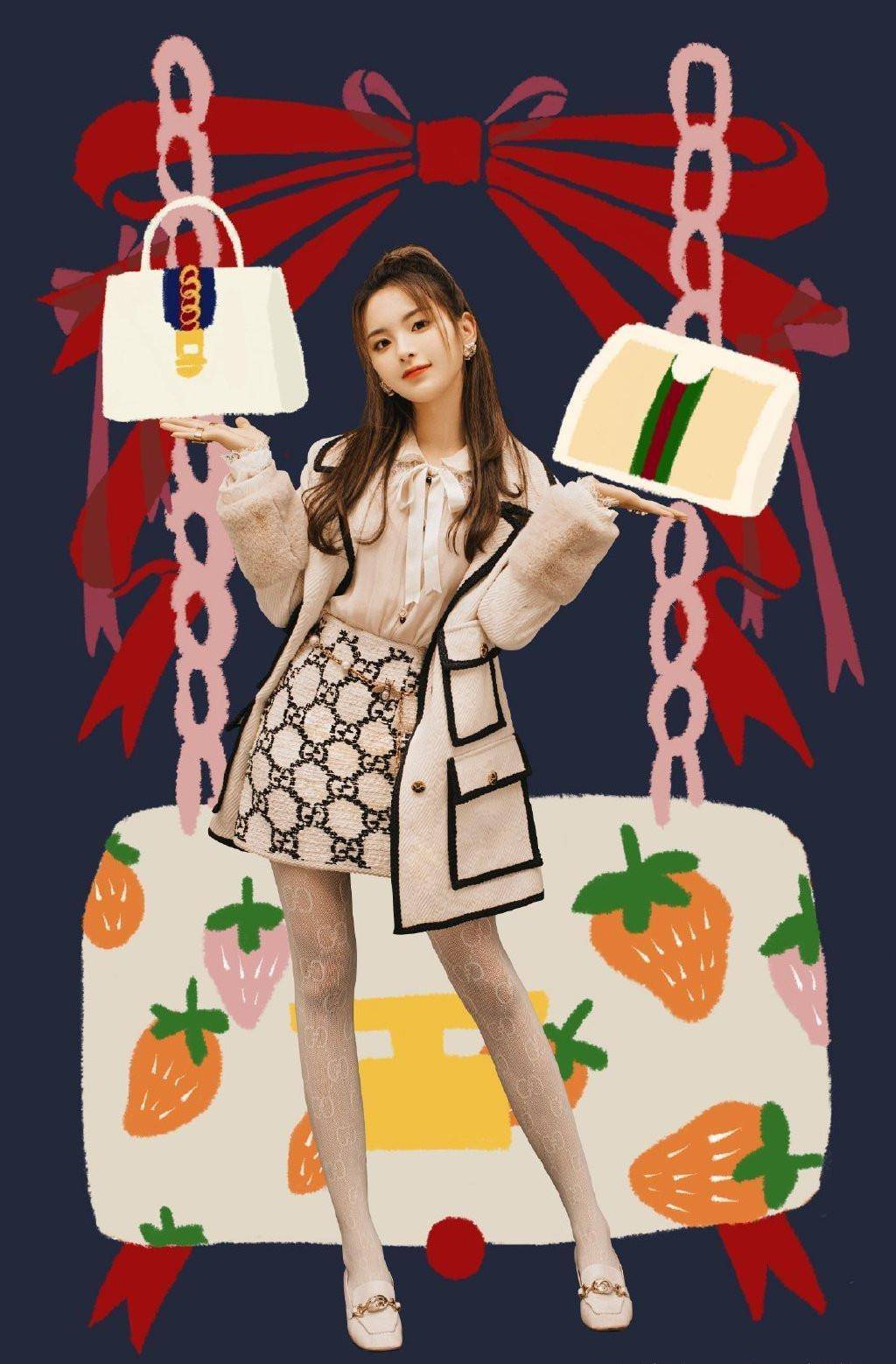 杨超越吴宣仪同穿鸳鸯鞋,一个穿成一米五,另一个腿长一米八_黑色_西装