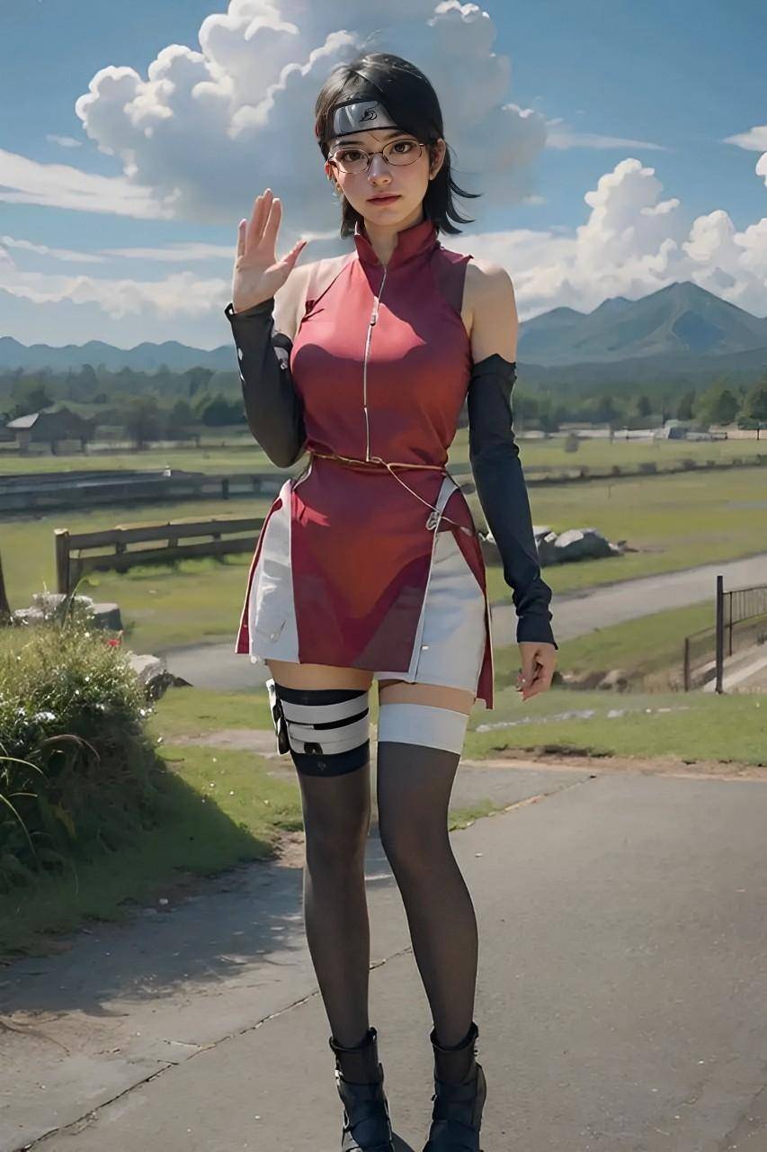 火影忍者博人传cos:宇智波佐良娜如画,迷人的女战士,独特的美貌_女神