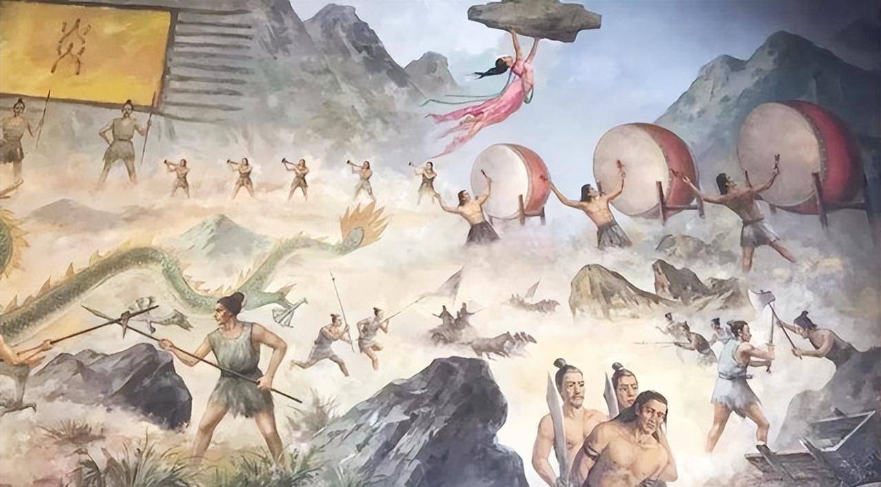 中国的传说时代始于有熊部落酋长轩辕针对神农部落酋长炎帝和九黎部落