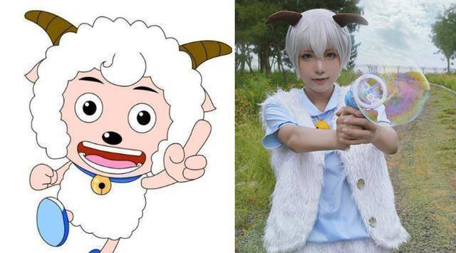 《喜羊羊》被真人cos,美羊羊软萌甜美,看到红太狼是心动的感觉_羊村