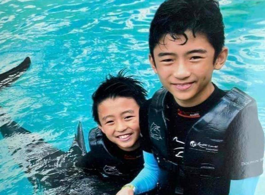 路人镜头下的谢振轩,穿连帽卫衣五官避开张柏芝长,成翻版谢霆锋_爸爸