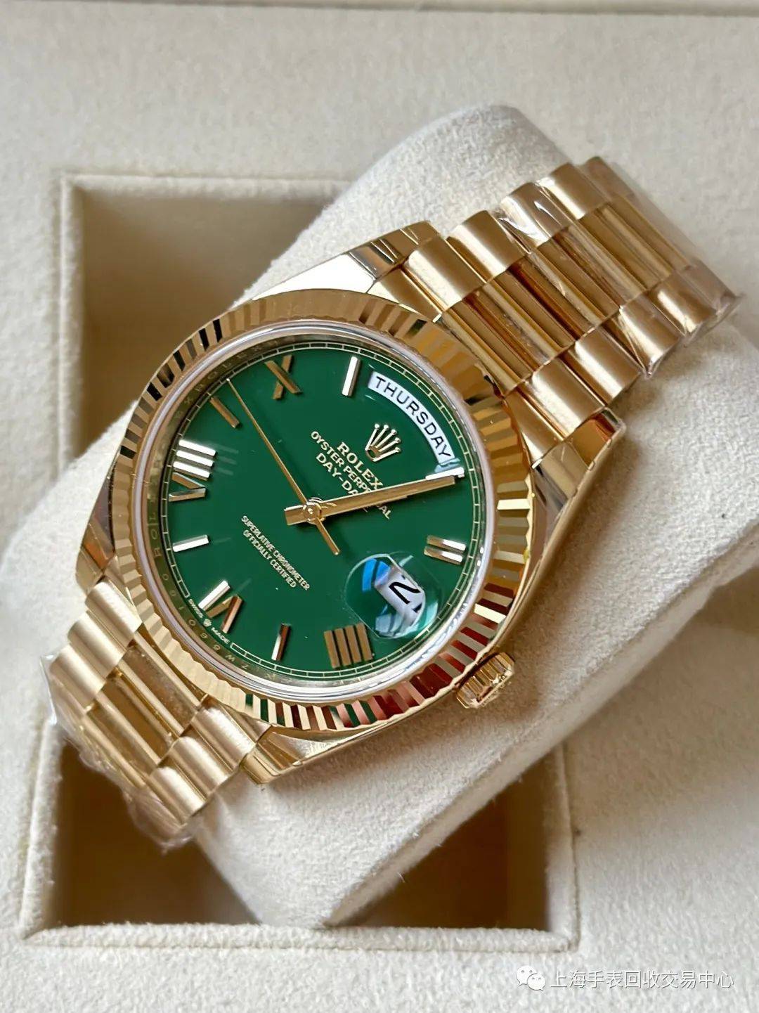 款赌桌绿盘面18k黄金黄金罗马刻度 劳力士手表回收_参考_表径_专柜