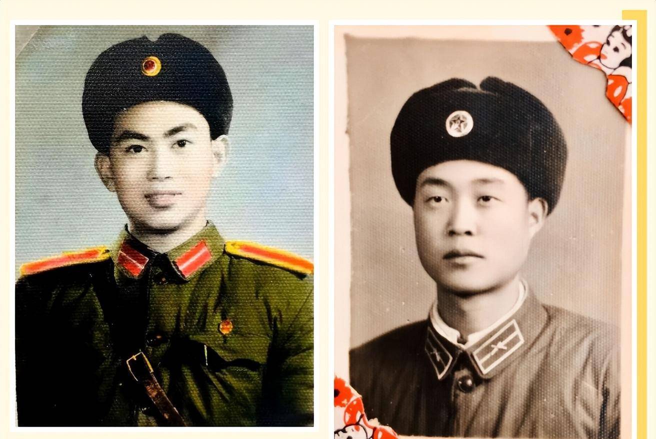 都是冬装配棉帽.为什么父亲(左)的军装有肩章,他的战友(右)没有呢?