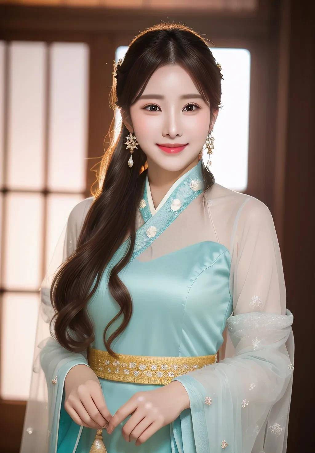 笑起来有酒窝,汉服少女的气质闪耀_耳环_流苏_阳光