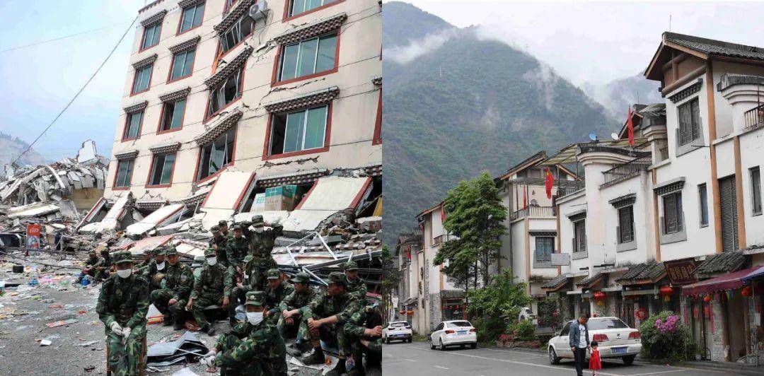 汶川大地震旧址前后对比,绿树青藤长满残壁断垣,却难掩旧痛_土地_汉旺