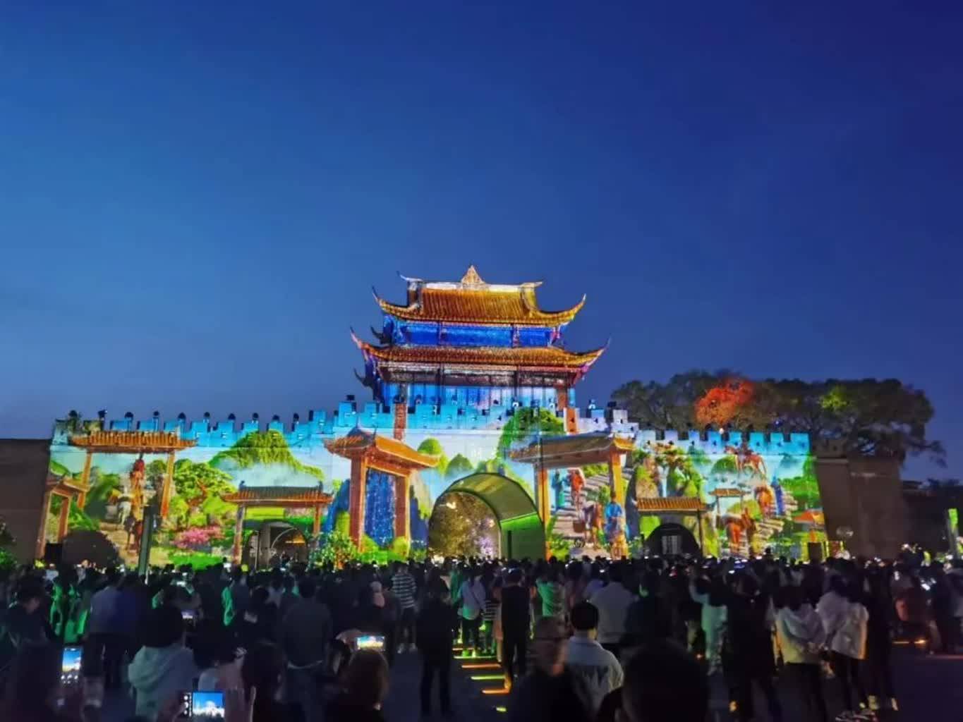 蓬安相如故城灯光秀美!_风景_夜间_图片