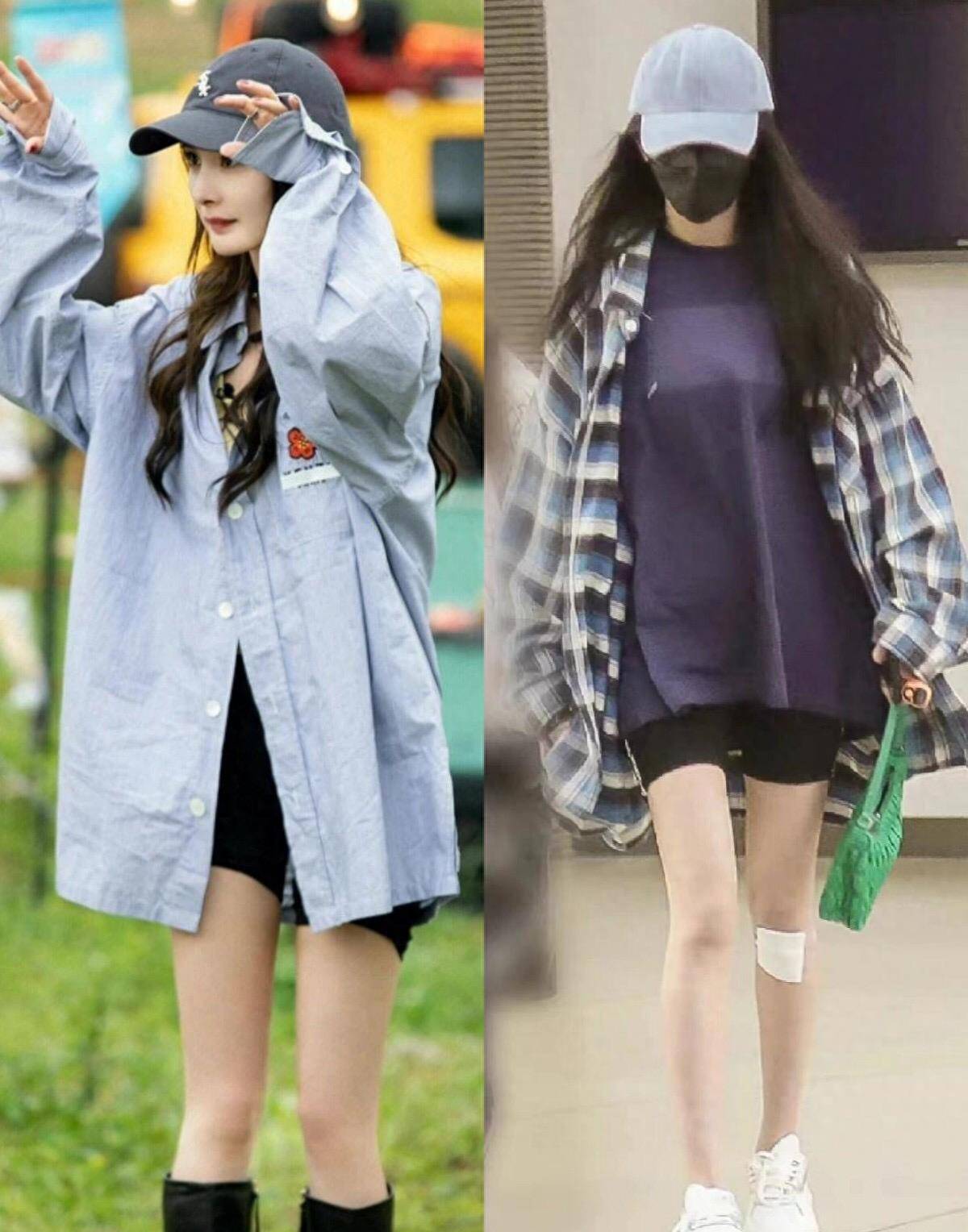 杨幂著名的"自行车裤"很受欢迎,秀出瘦腿,时尚达人都为之痴迷_短裤