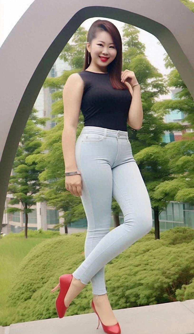 身材与魅力的完美结合:揭秘紧身牛仔裤 大长腿美女_时尚_感觉_设计