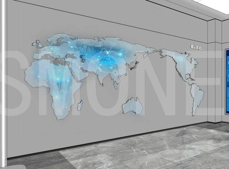 国内外生产基地子公司,业务范围展示描述 |世界地图模型配合投影,全