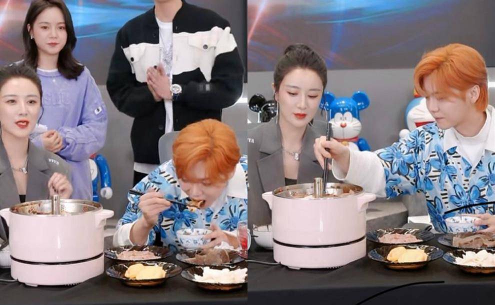 鹿晗现身姐姐出镜间,全程放松不避嫌,火锅汁掉衣服无碍偶像包袱_明星