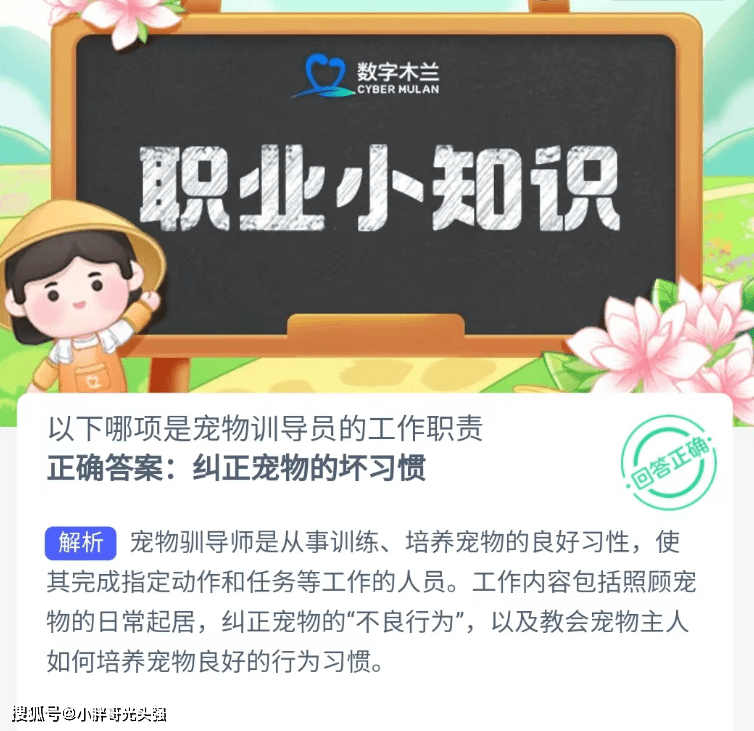 哪项是宠物训导员的工作职责？蚂蚁新村知识问答