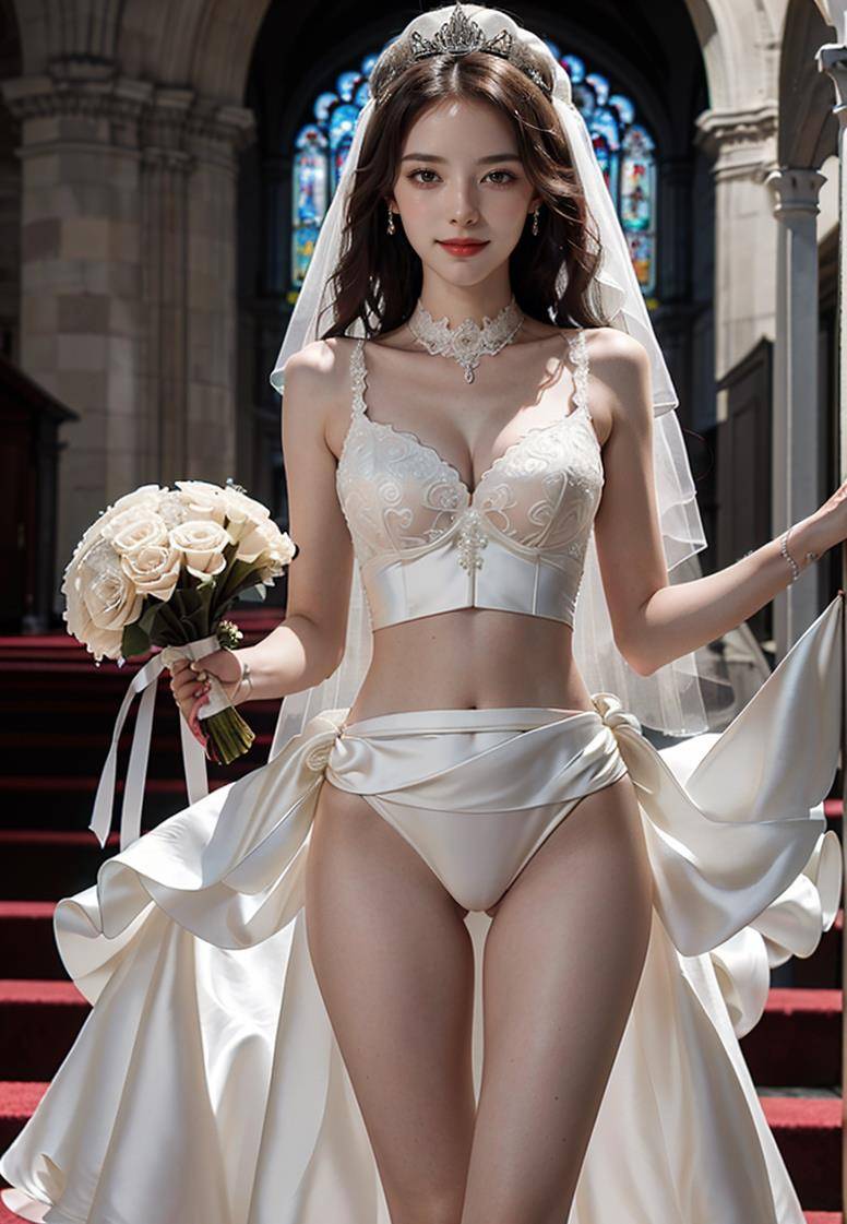 幸福的承诺:卷发女生婚纱之美_新娘_婚礼_爱情