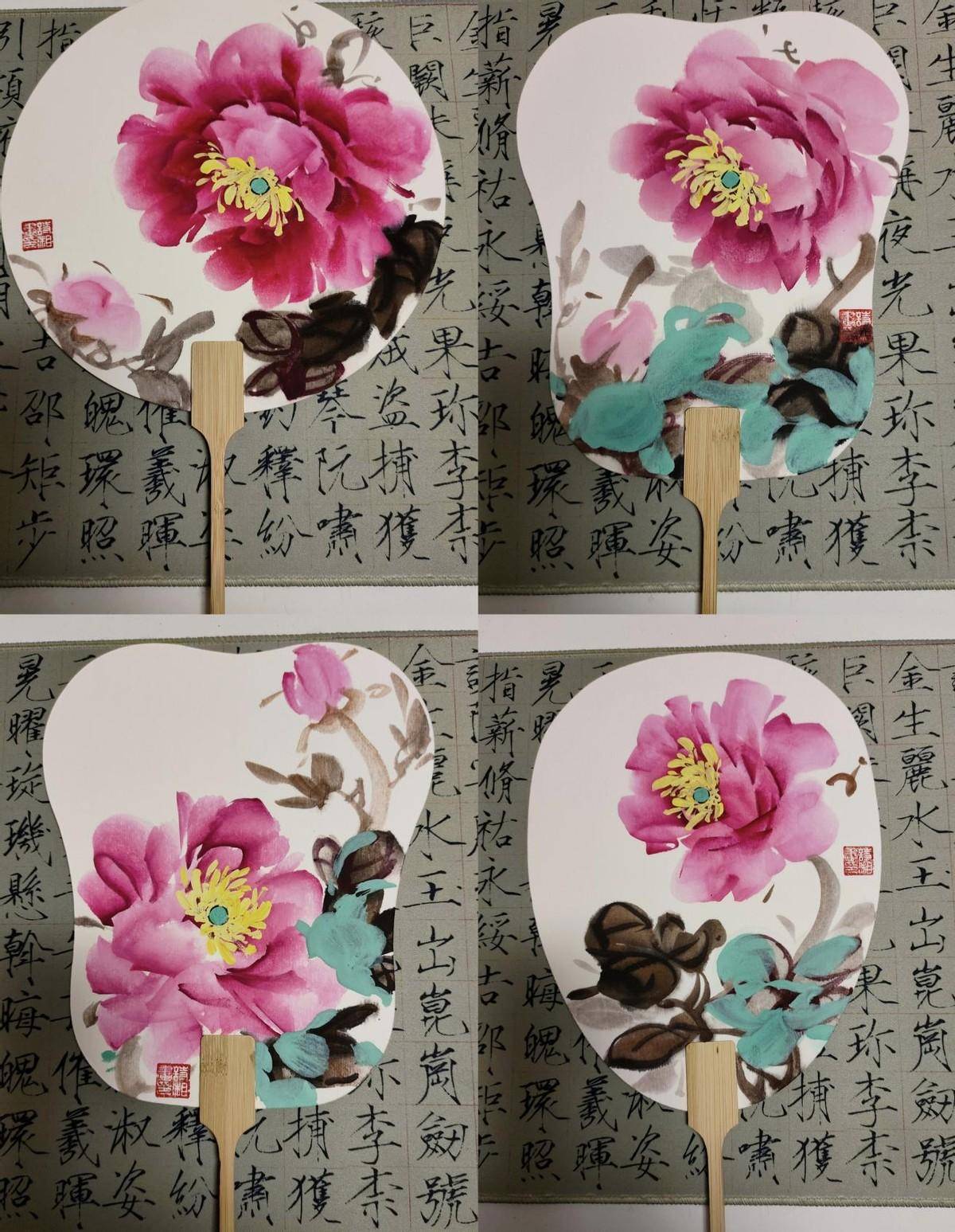 国家一级美术师诗湘:悟道艺术 传递美好_作品_牡丹_团扇