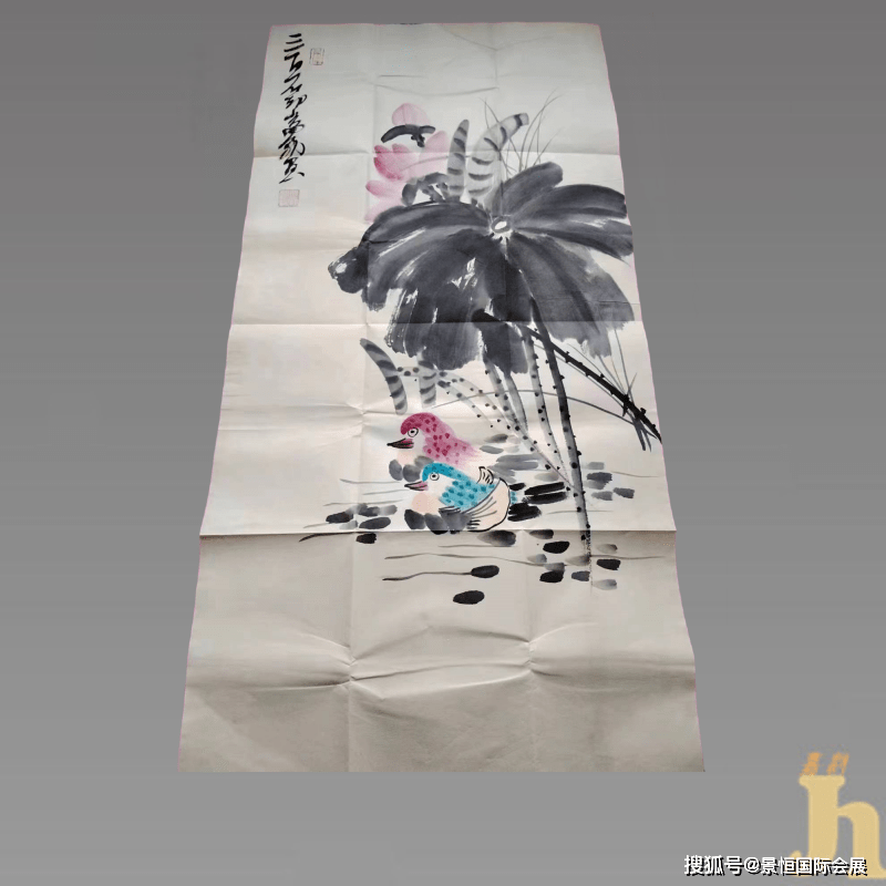 齊白石 荷葉 经典齐派画风：齐白石款《荷花鸳鸯图》_笔墨_老人_荷叶