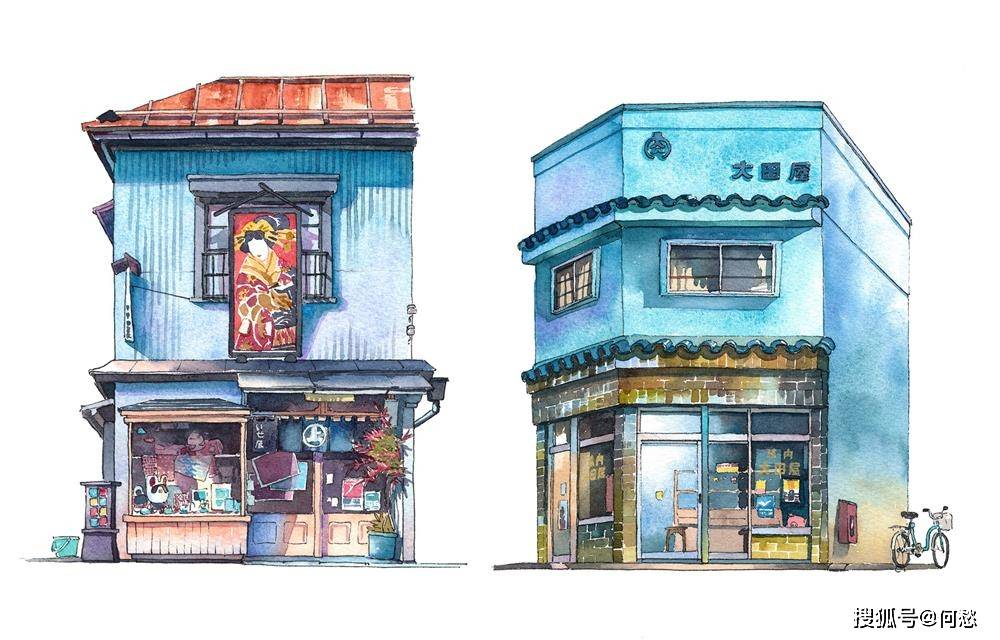 应图马插画:细腻水彩画出东京老铺!